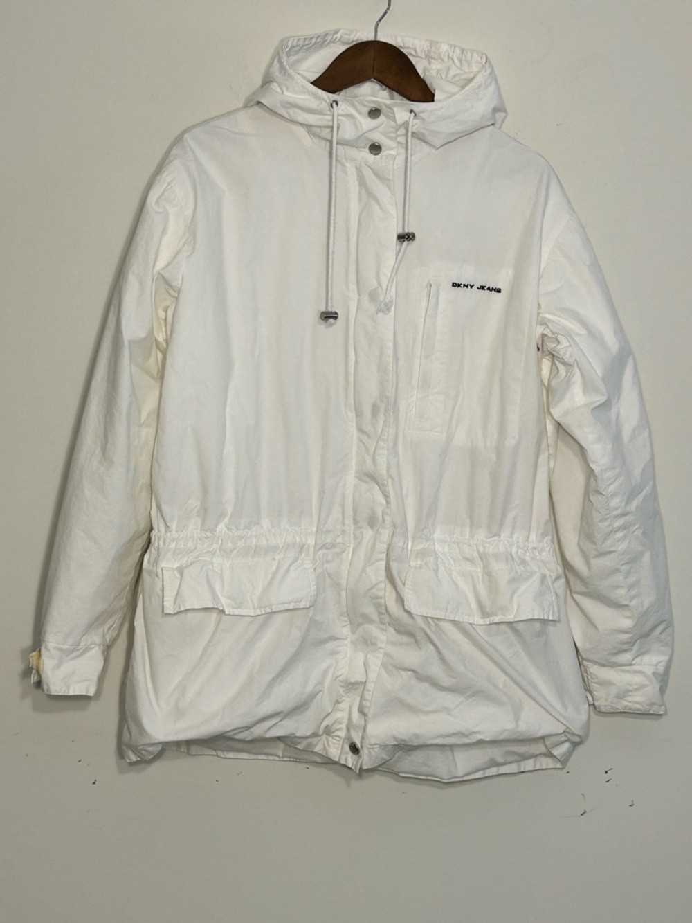 DKNY Jeans Hooded White Jacket Size L